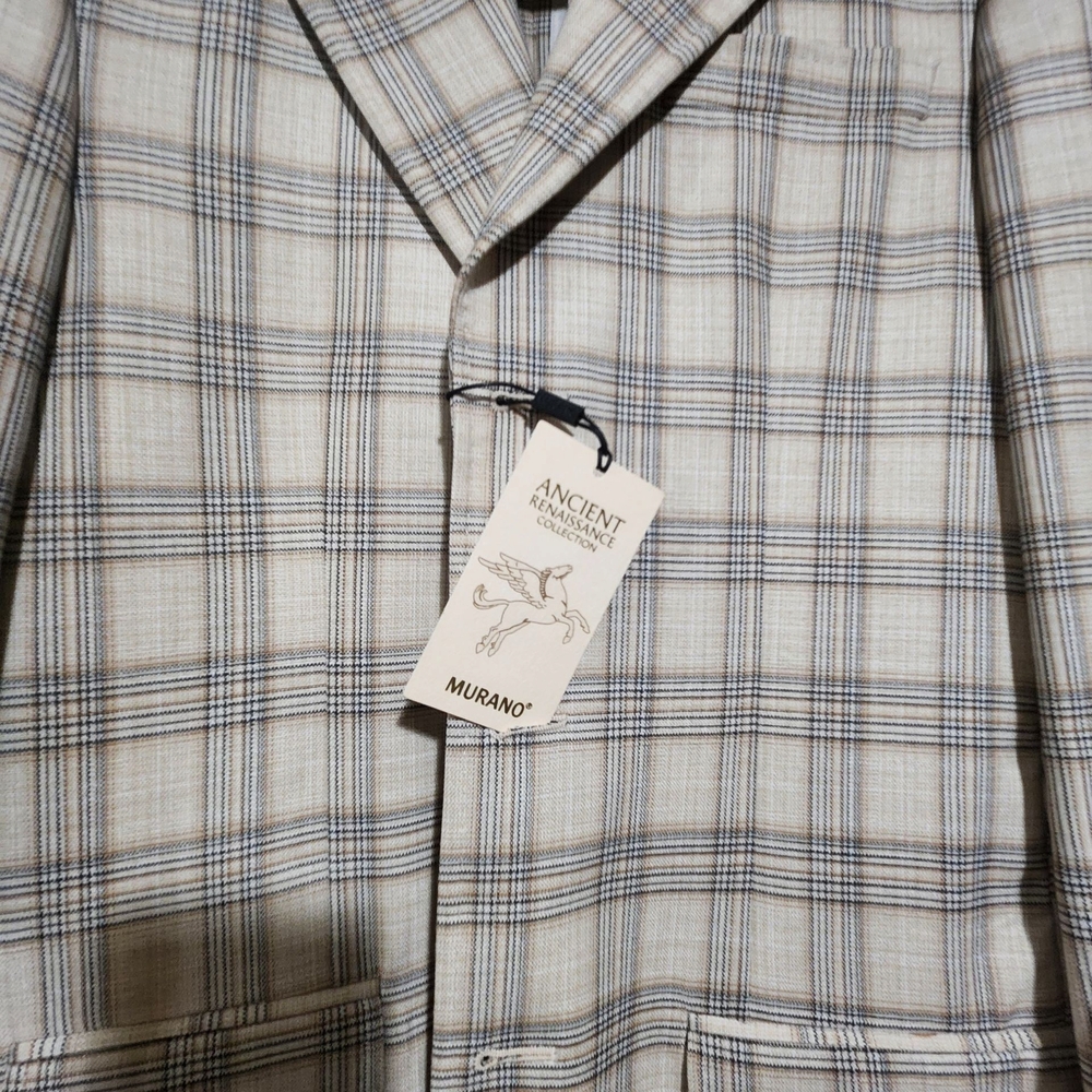 Murano Plaid Jacket in Cream and Gray - Picture 2 of 4